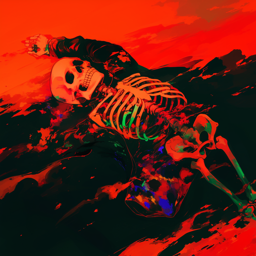Flaming Skeleton Falling from the Sky