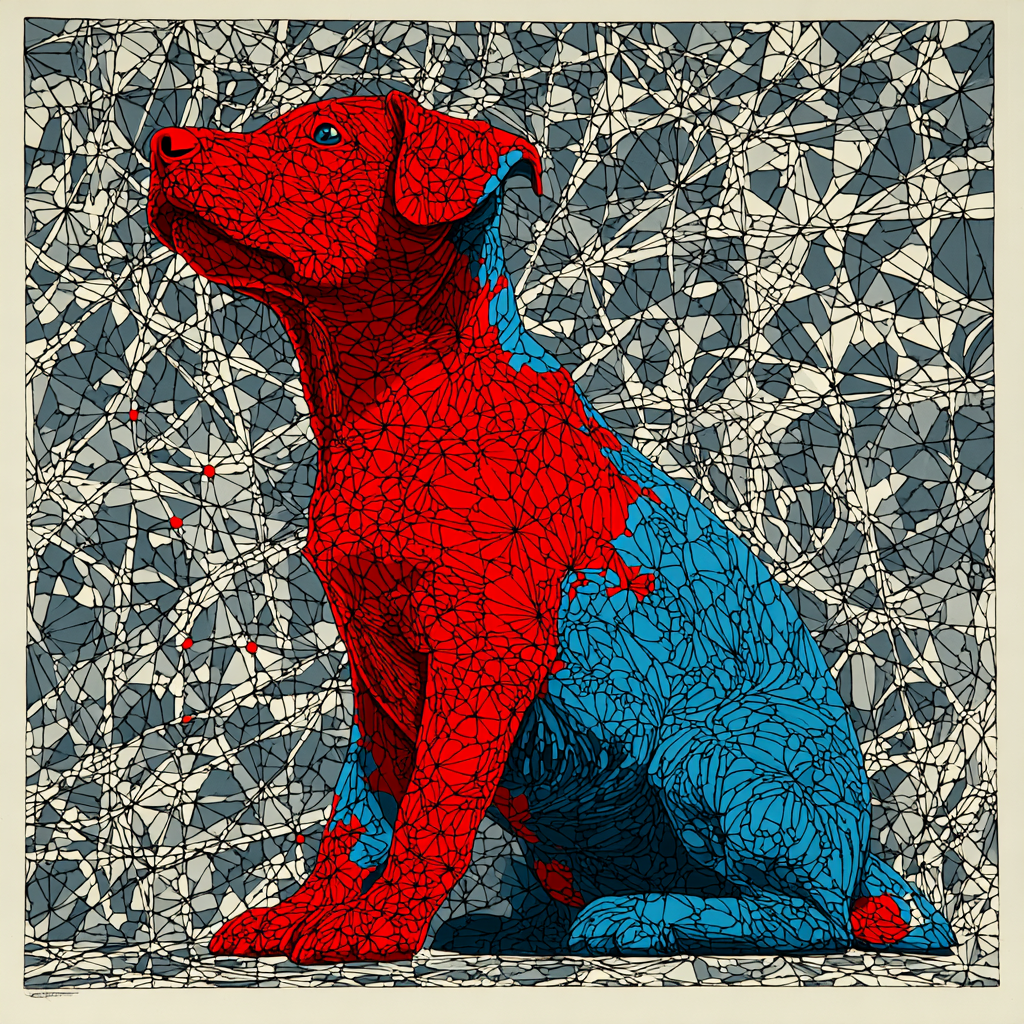 Happy Brown Dog in Folk-Art Quilts