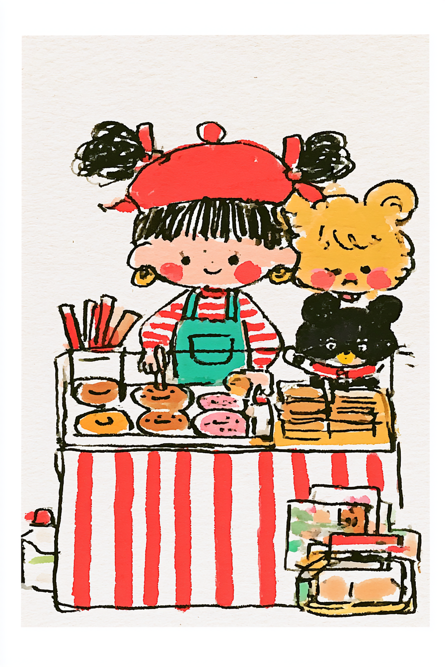 Cute Picture-Book Donut Stand