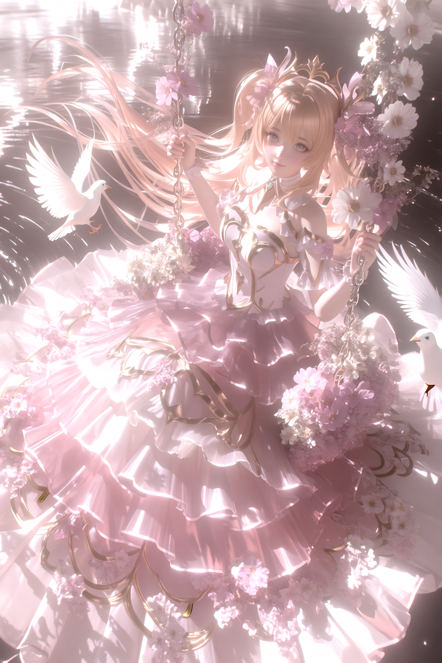 Princess on a Flowering Swing