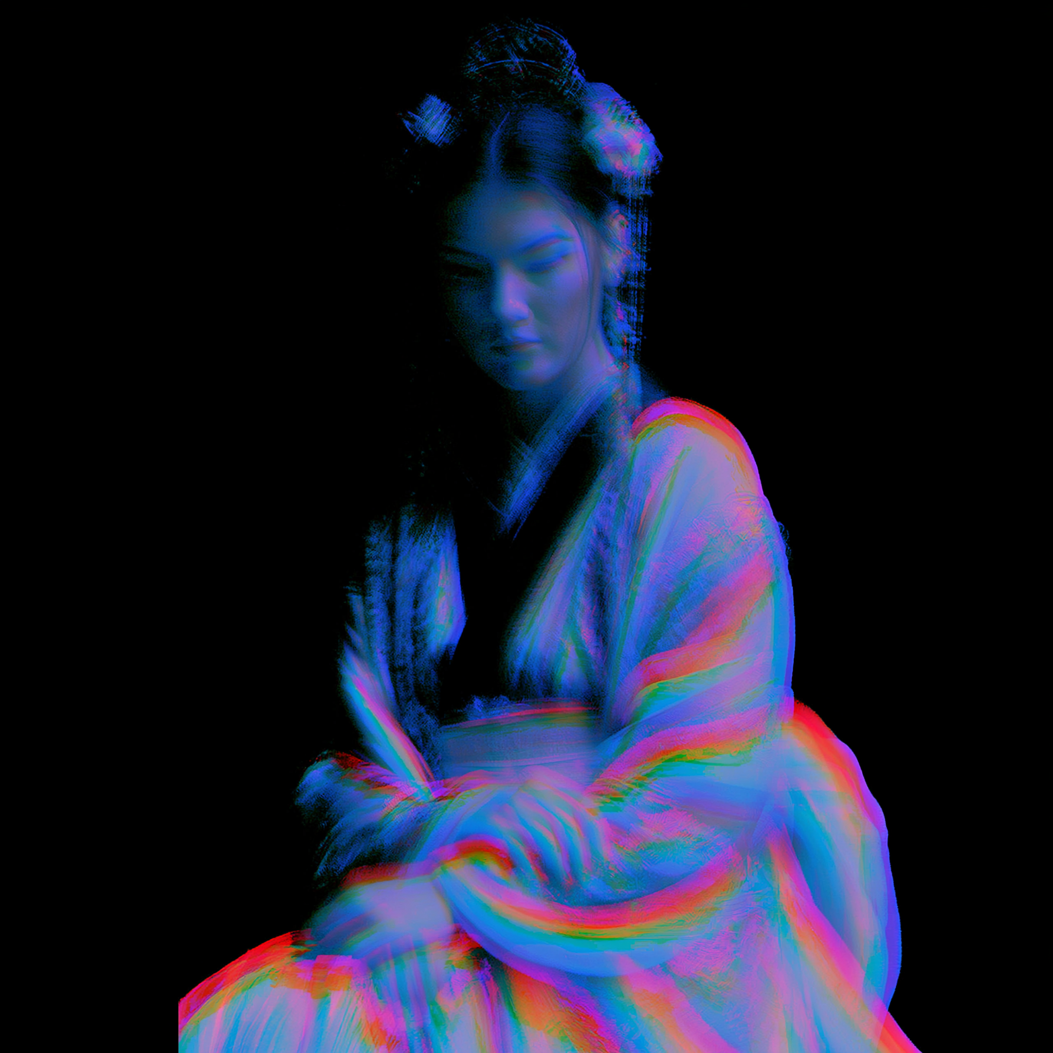 Déesse japonaise cyberpunk à l’esthétique brute