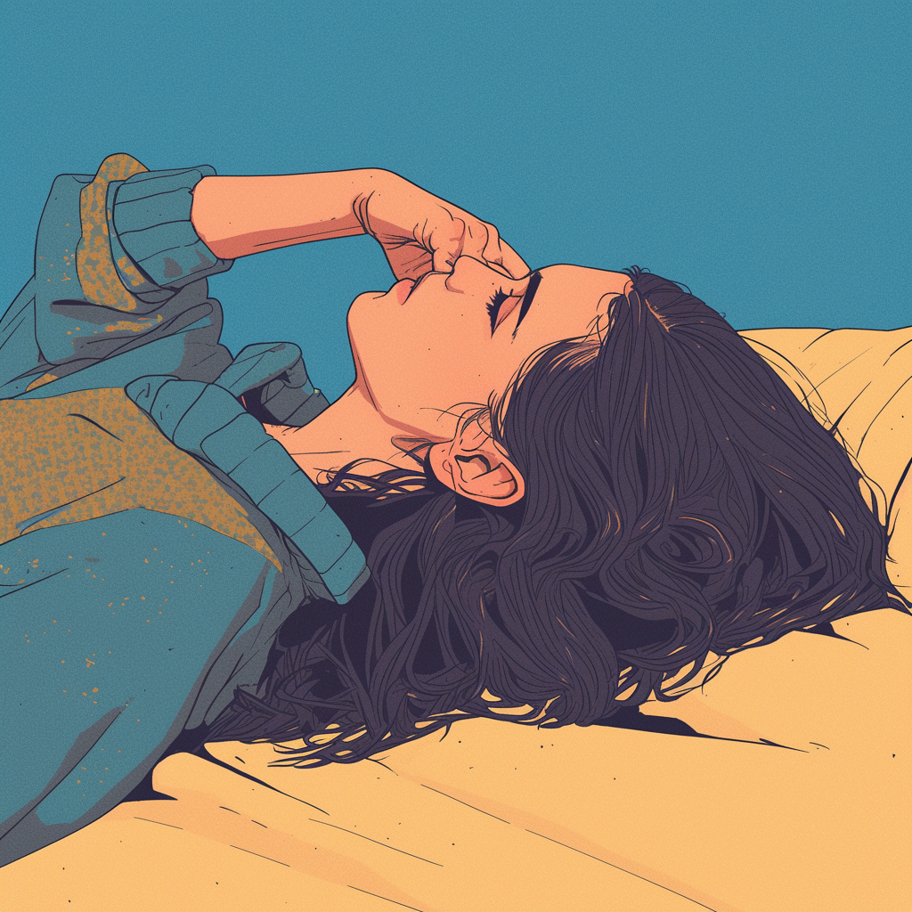 Anime Woman Lying in Bed