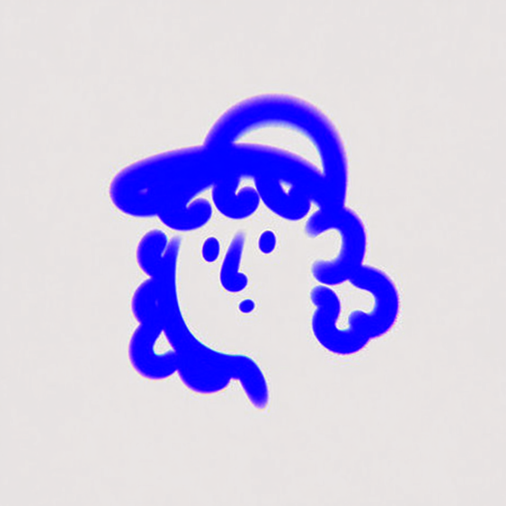 Minimalistisches blaues Mädchenlogo mit Locken