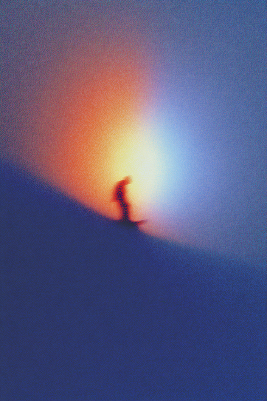 Moonlit Snowboarder in the High Alps