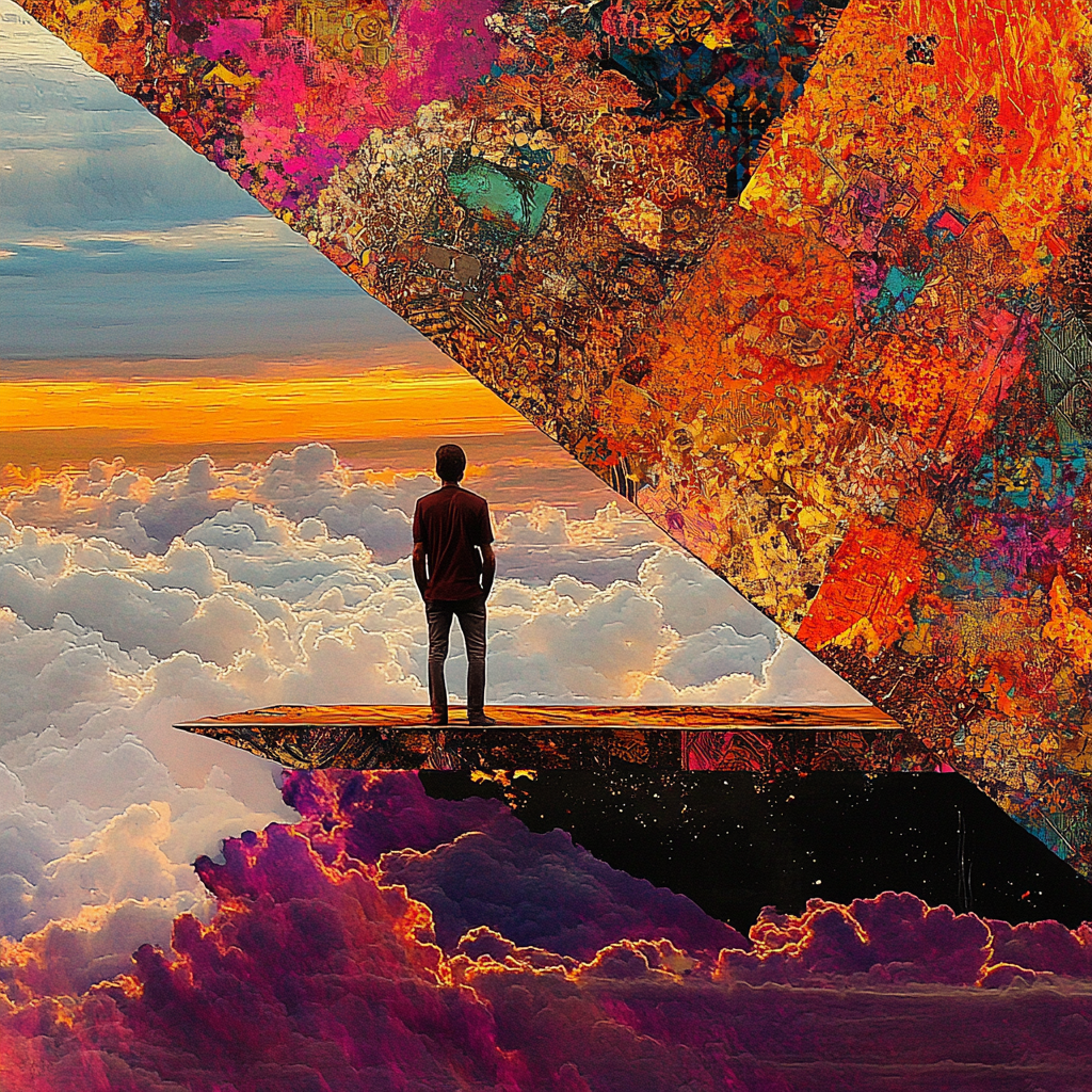 Man Reflecting on an Inverted Triangle