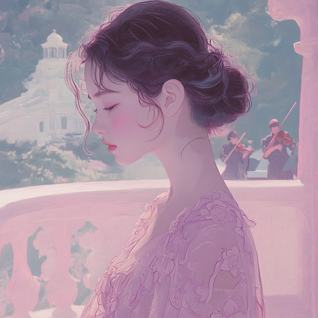 Young Woman Listening to a 1900 Park Quartet