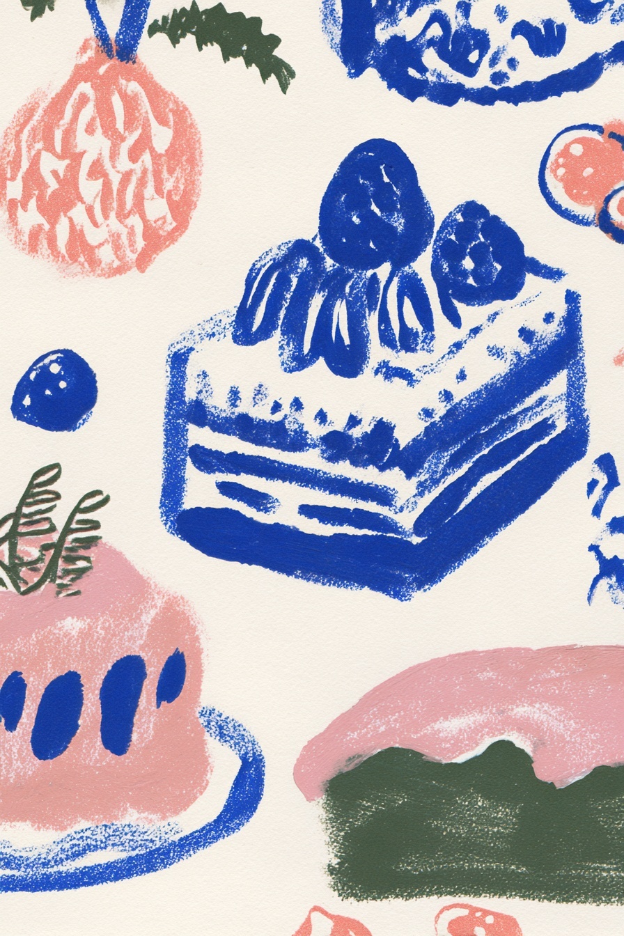 Hand-Drawn Christmas Cake Elements