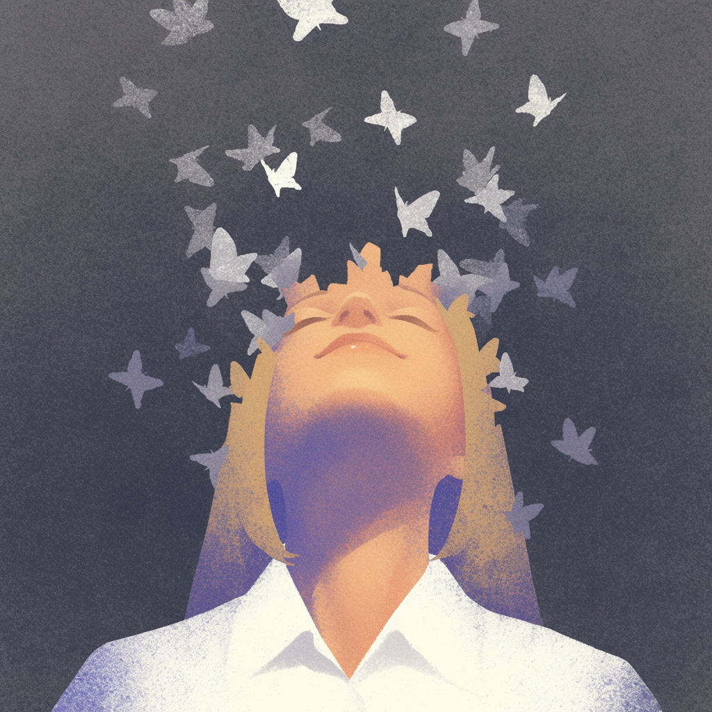 Woman’s Head Cracked Open by Moths
