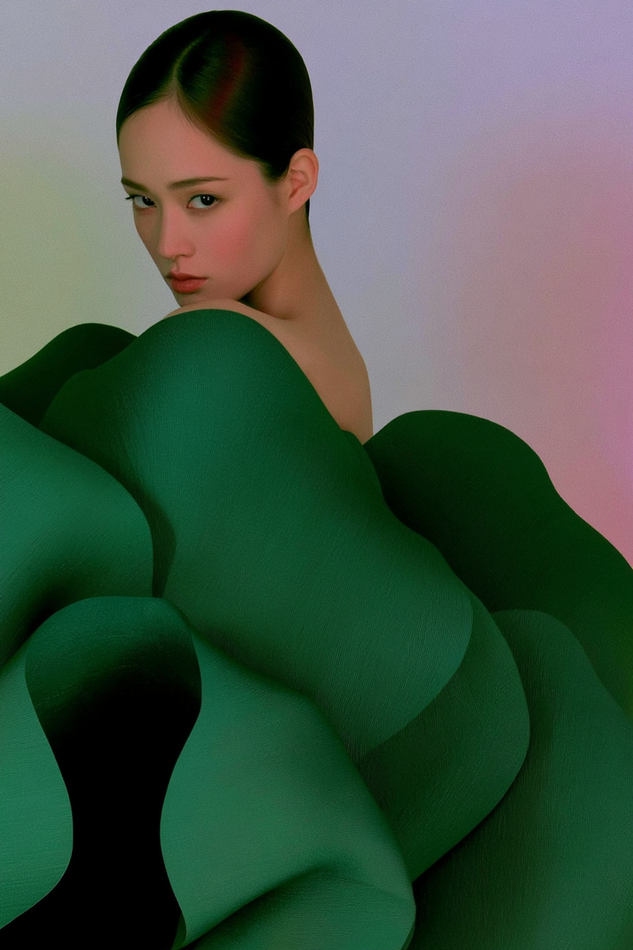 Editorial Woman with Sculptural Flower