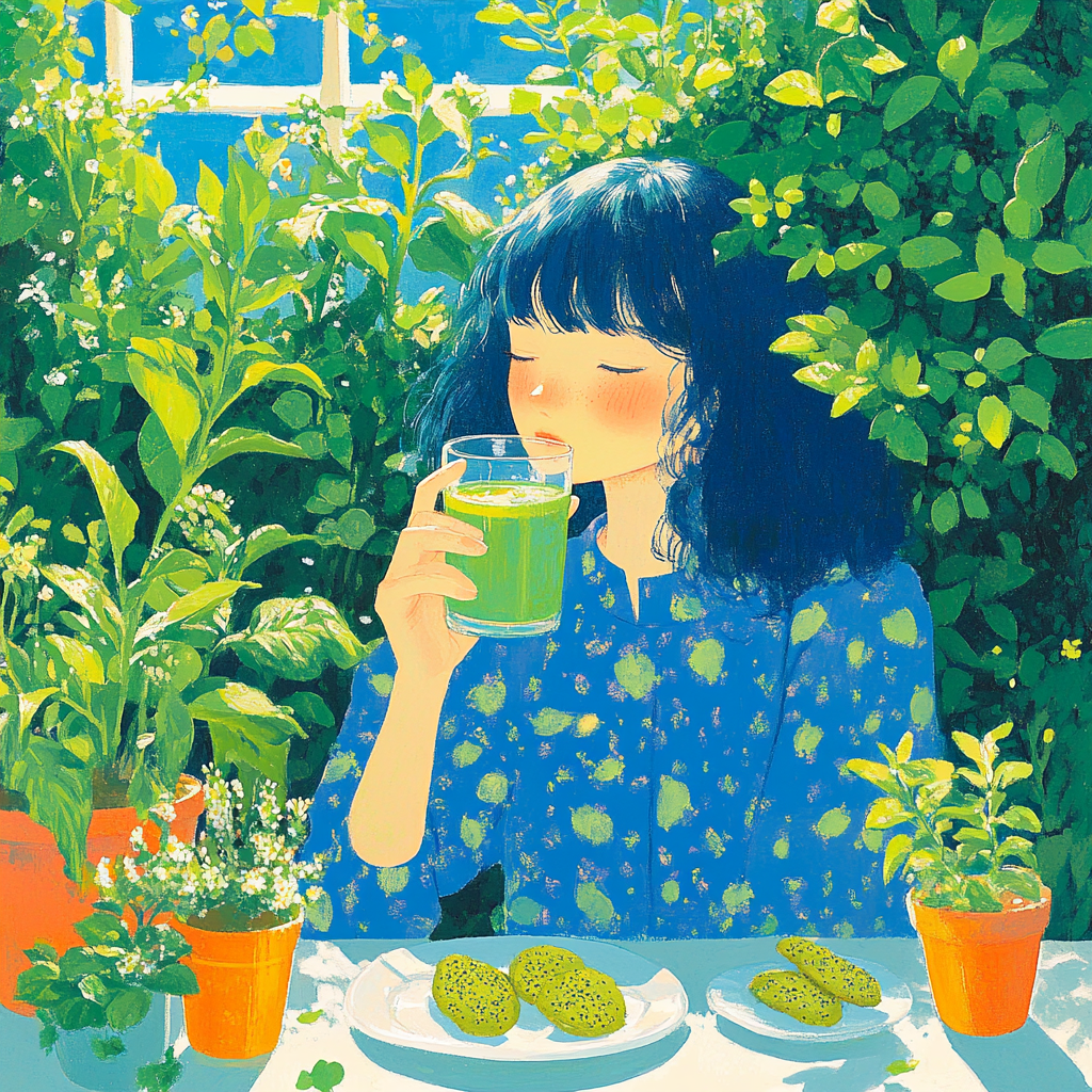 Matcha am sonnigen Gartenfenster