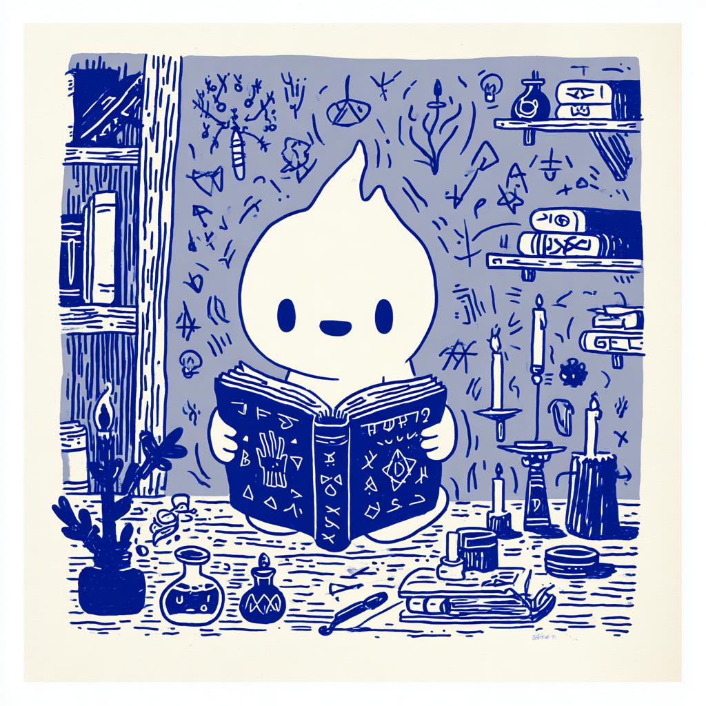 Wizard Reading Among Occult Runes