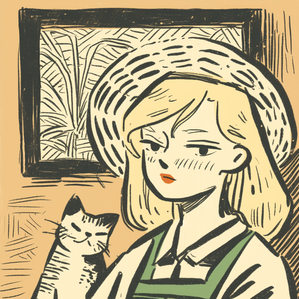 Girl and Black Cat
