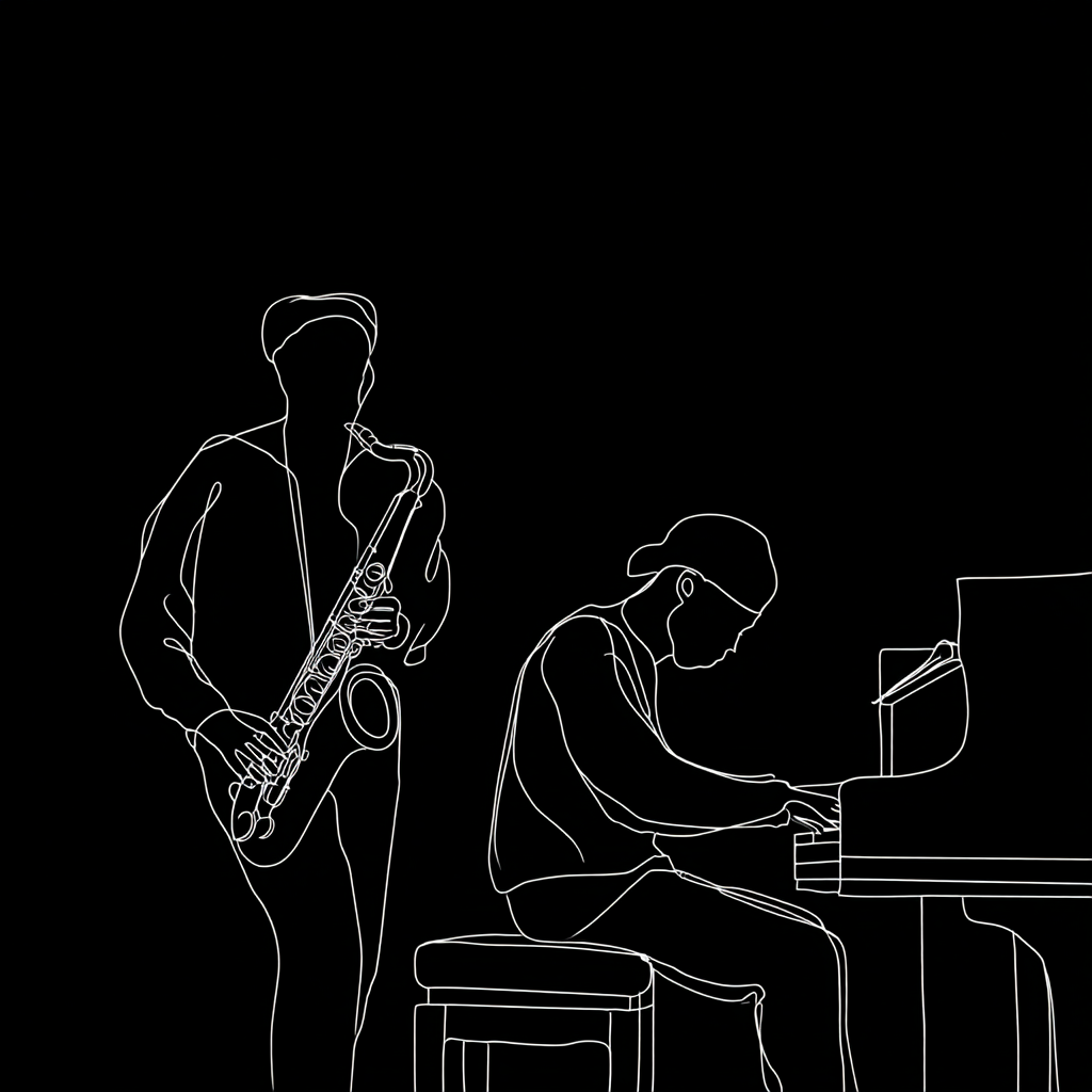 Saxofon-und-Klavier-Duo aus einer Linie