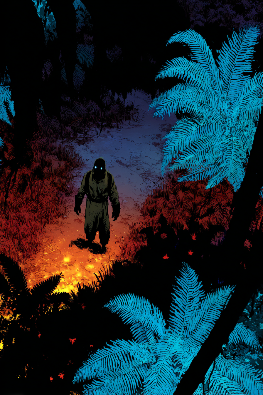 Explorer in the Bioluminescent Jungle