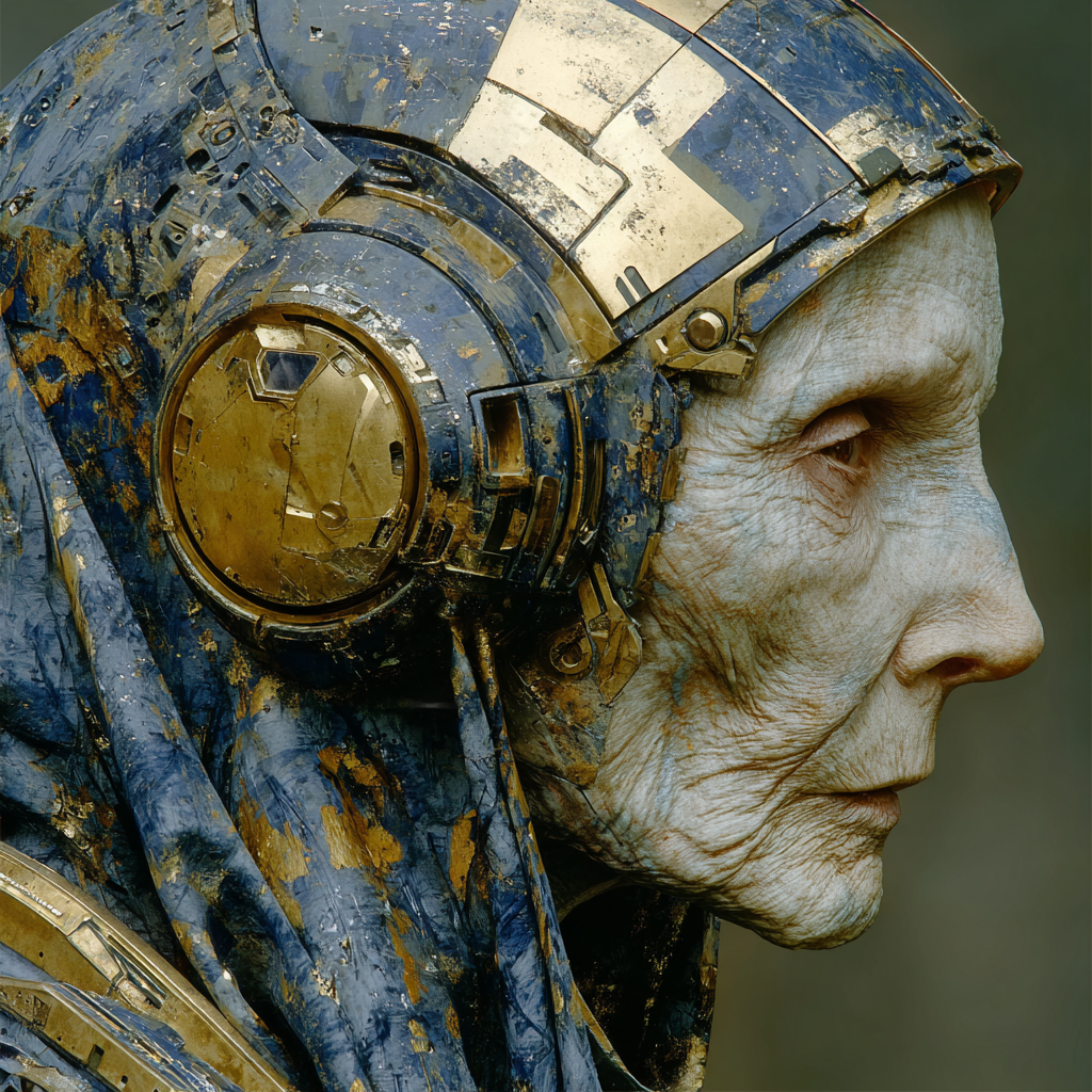 Elderly Miner in a Futuristic Suit