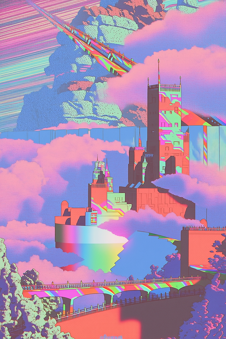 Heavenly Palace Above Colorful Clouds
