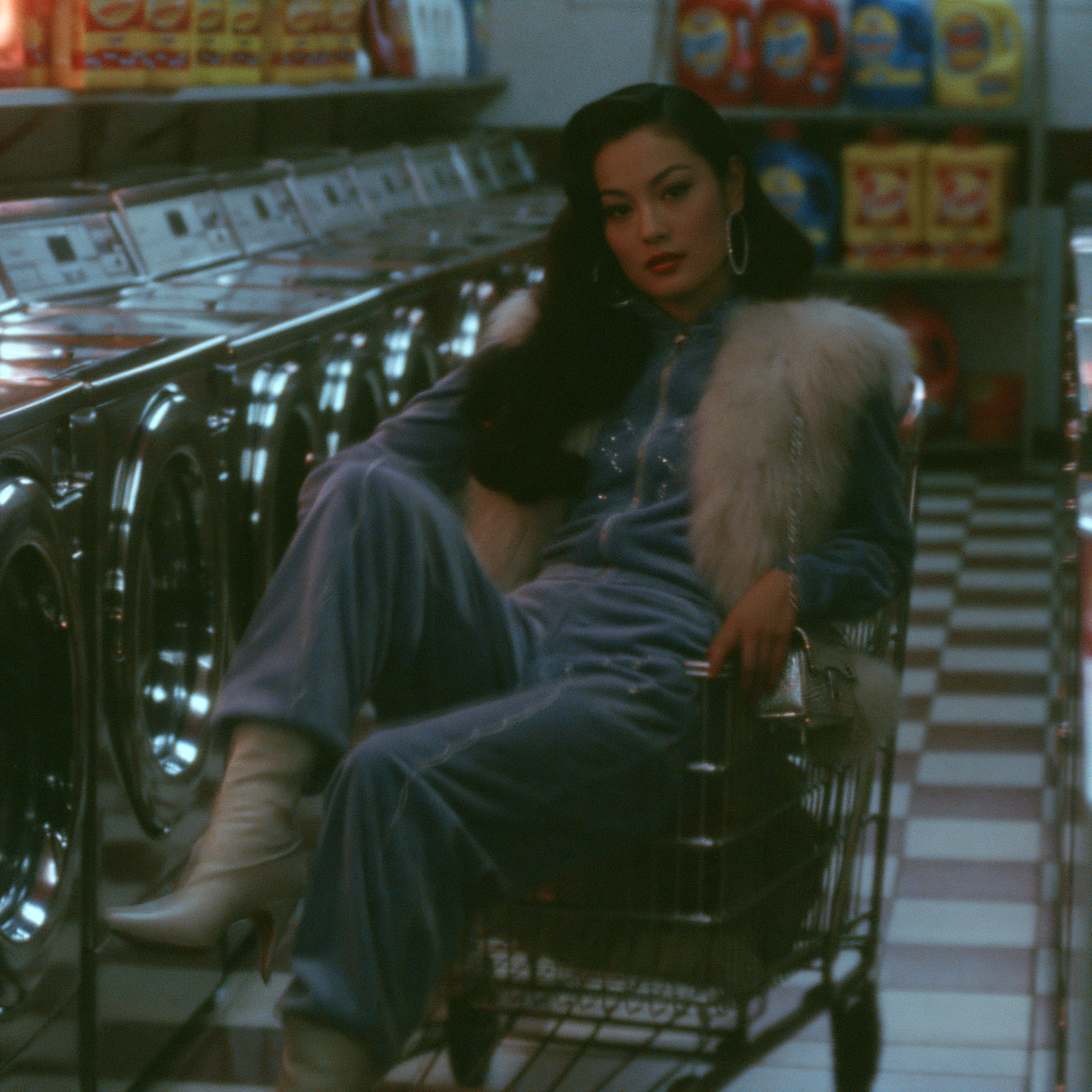 Y2K Flash Fashion in a Laundromat