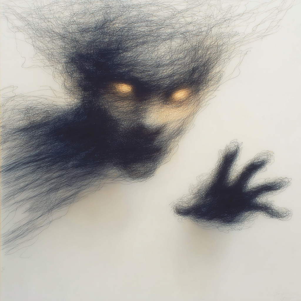 Scribbled Shadow over a Bed