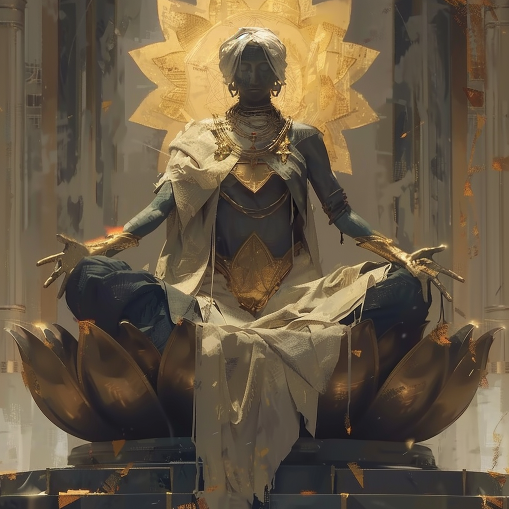 Golden Buddha with a Golden Lotus