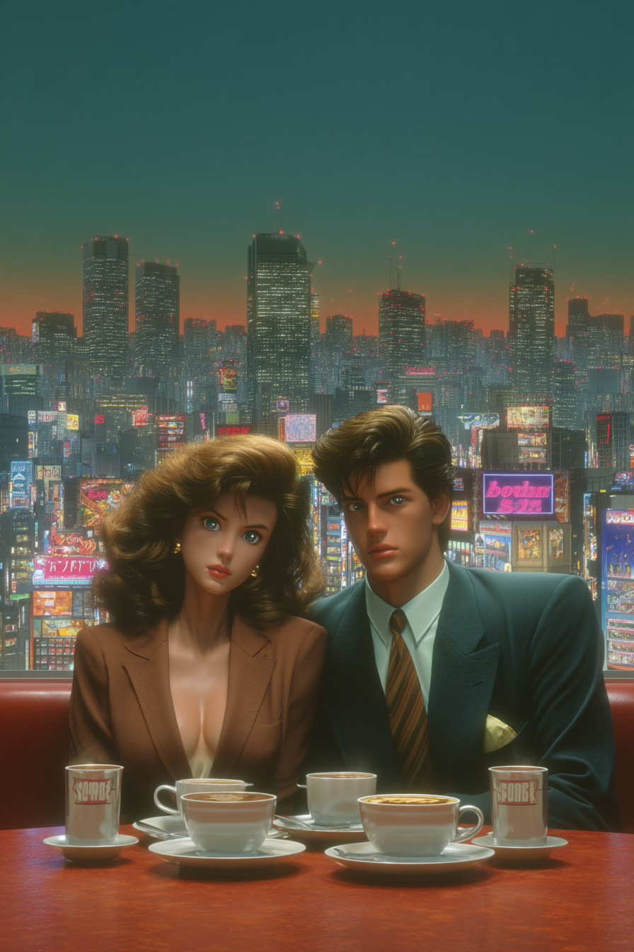 Tense Meeting in a Retro Tokyo Café