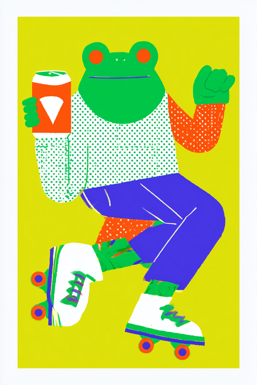 Red-Eyed Frog Skating in Streetwear