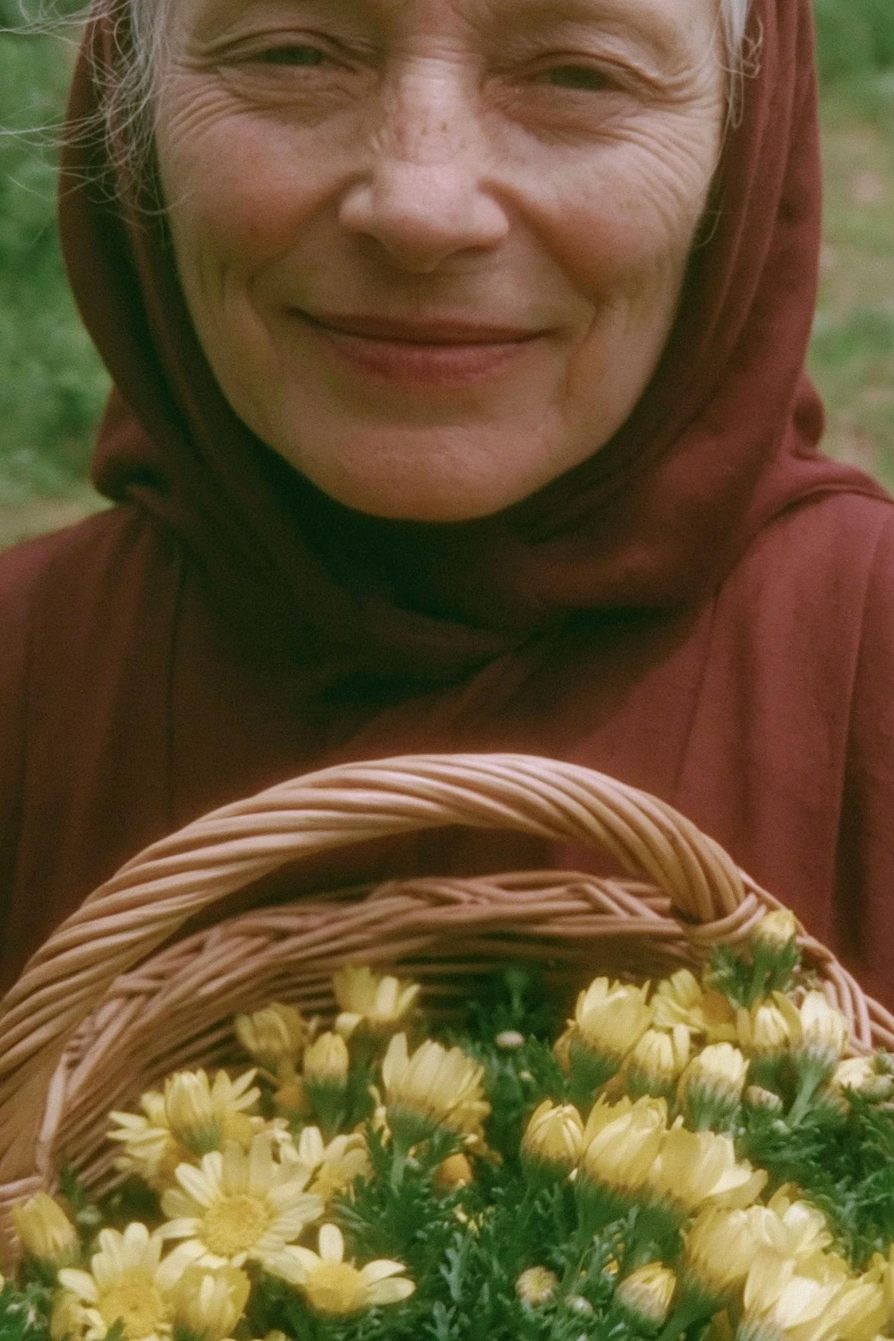 Abuela jardinera con cincuenta flores silvestres