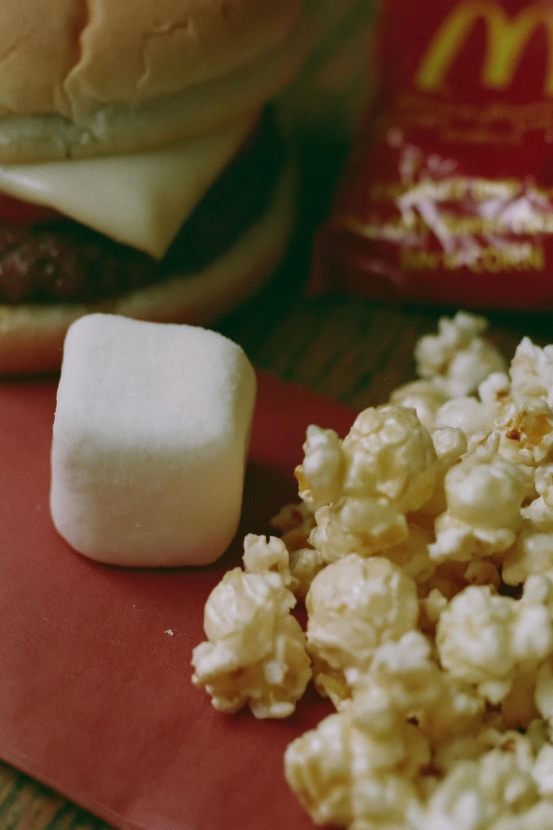 Marshmallow and Popcorn Before a Burger