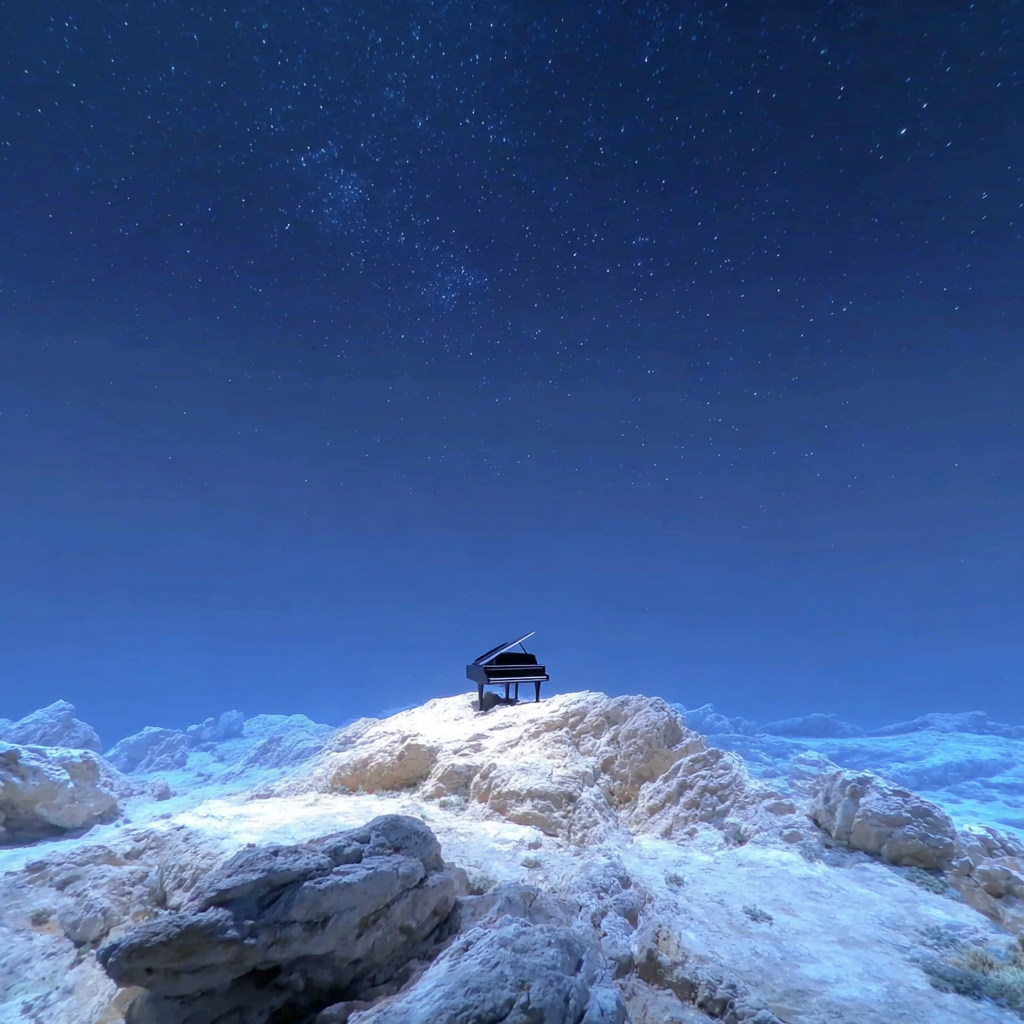Piano Beneath a Calm Moonlit Sky