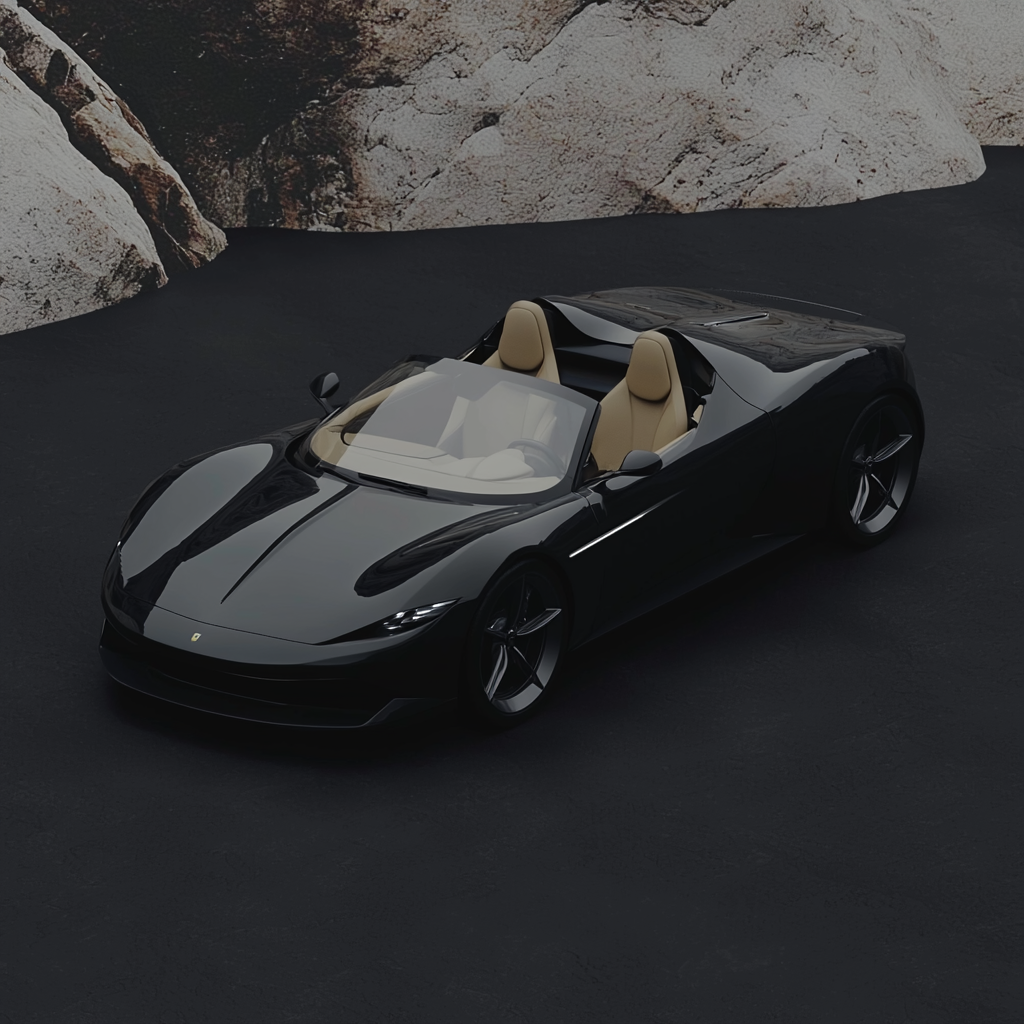 Orthographic Luxury Convertible Sports Car