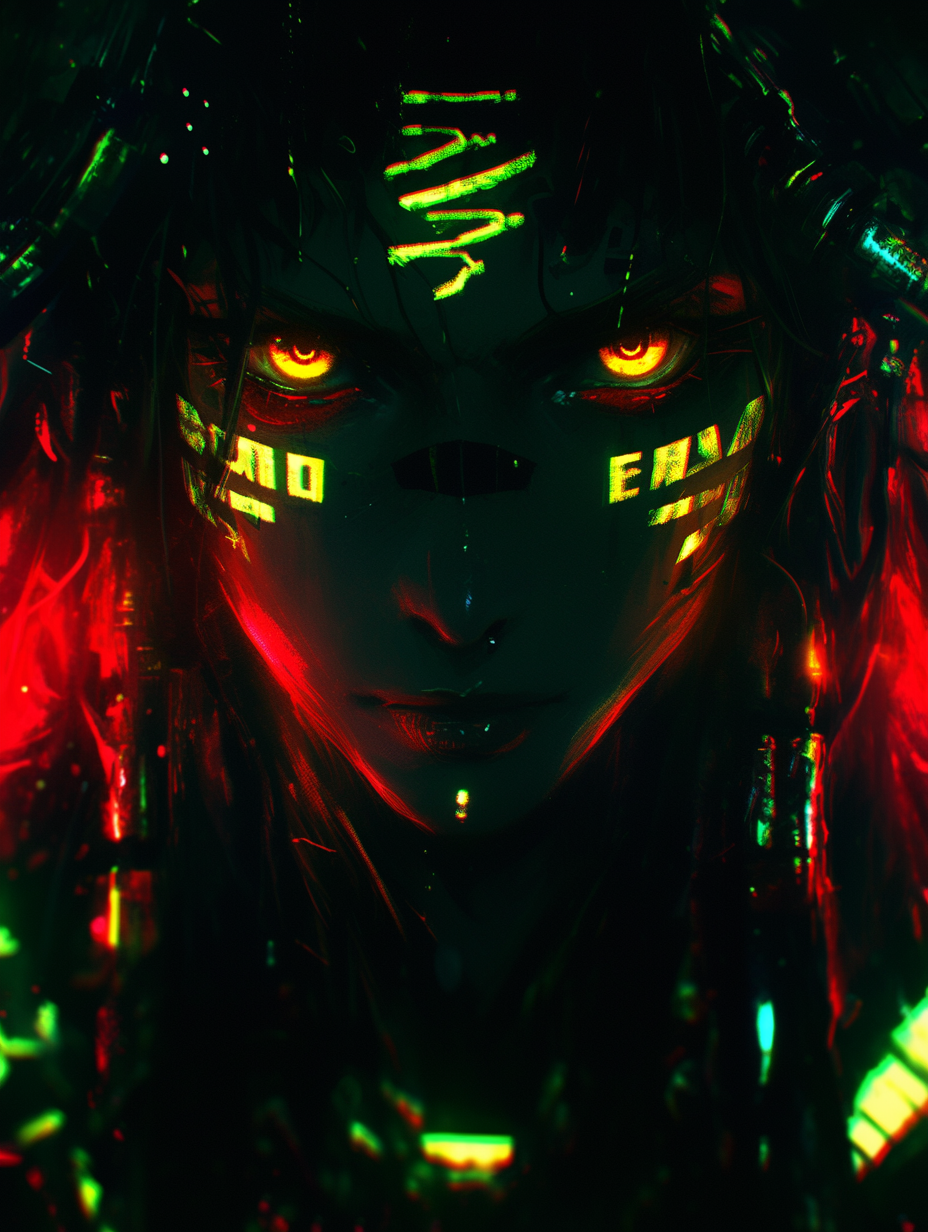 Cyberpunk Woman with Electric Eyes