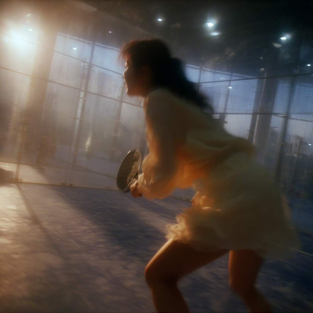 Padel Player in Motion on a Purple Court