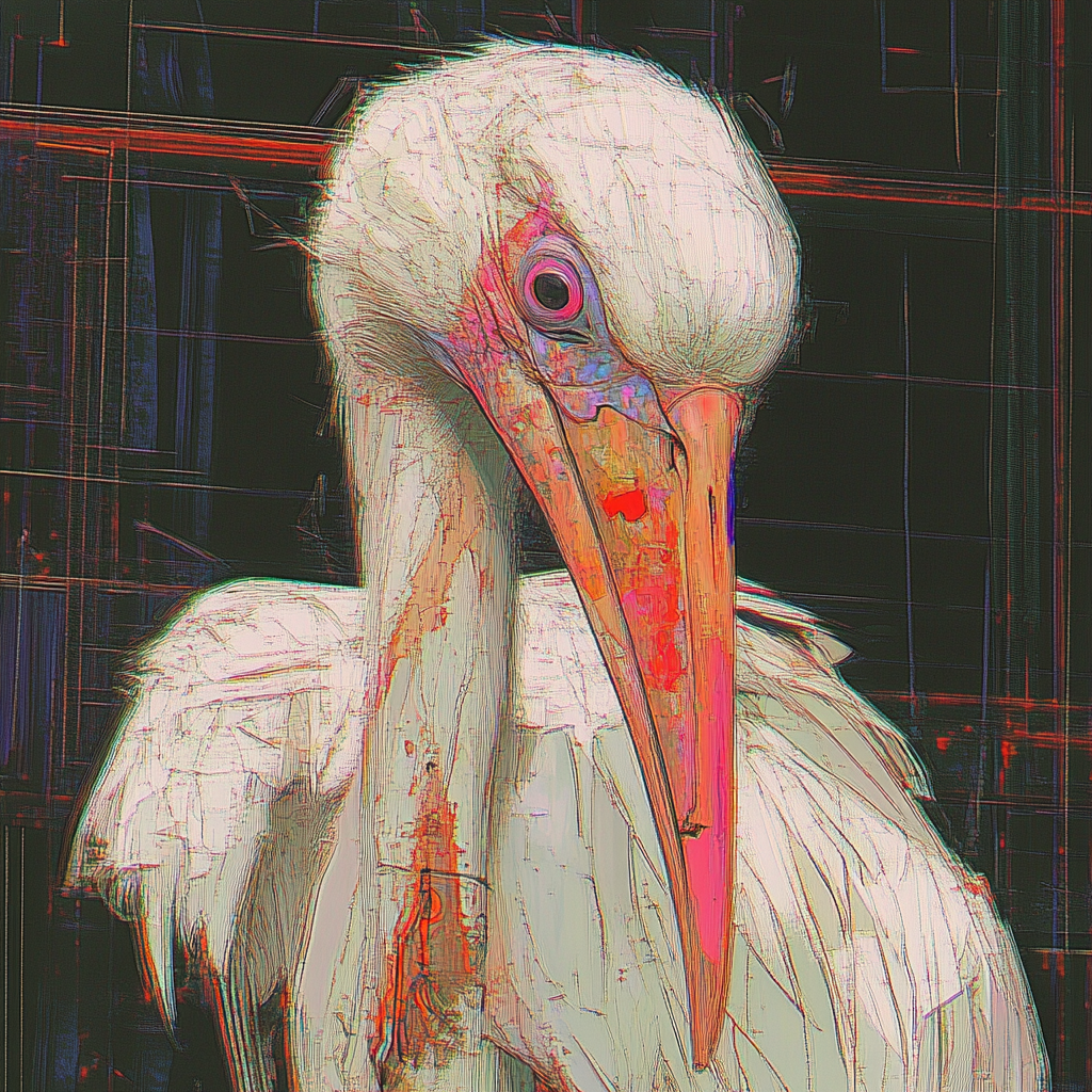 Eleganter weißgefiederter Storch