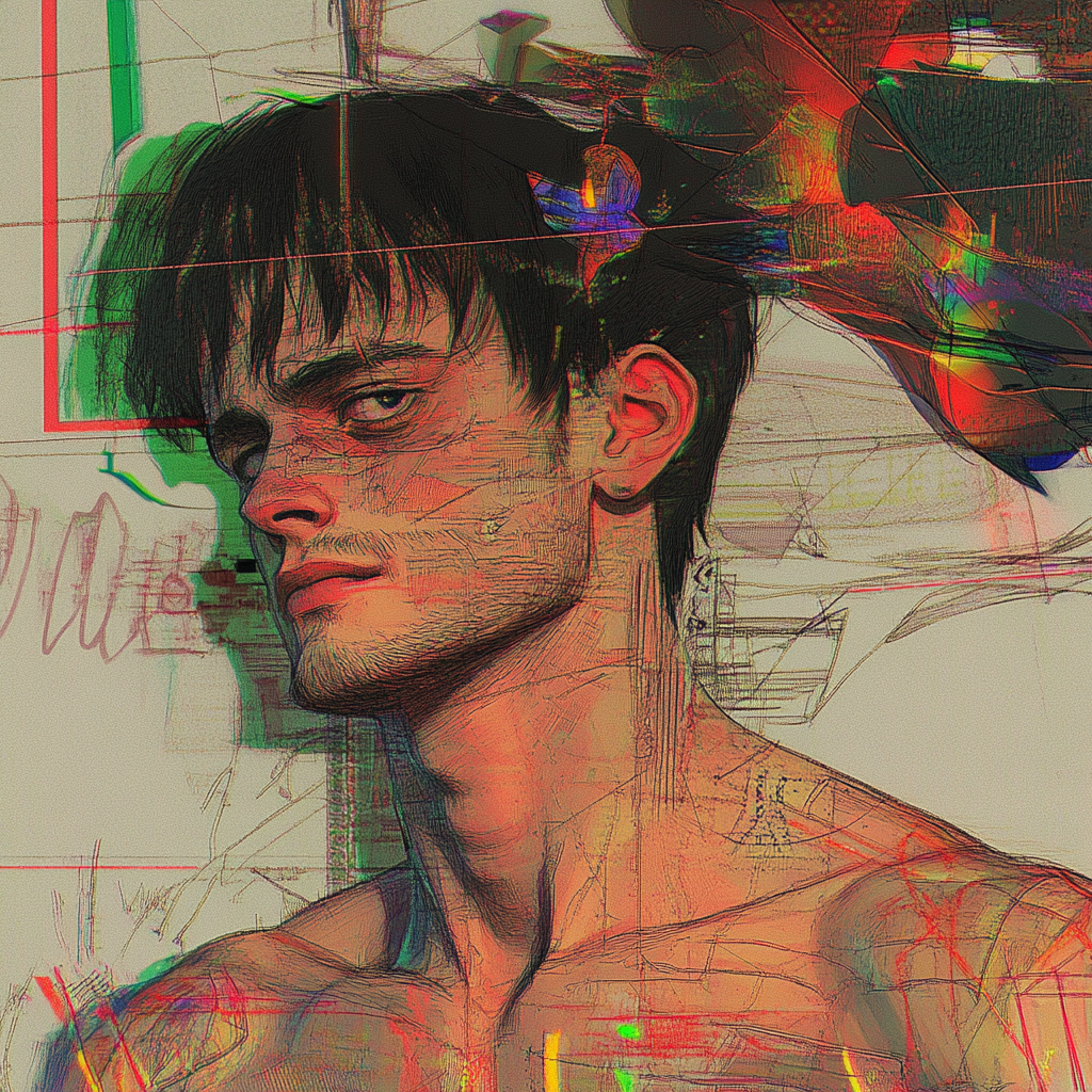 Psychedelic Young Man Beyond Time