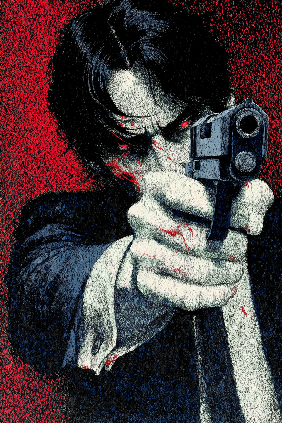 コミック調で銃を構えるジョン・ウィック