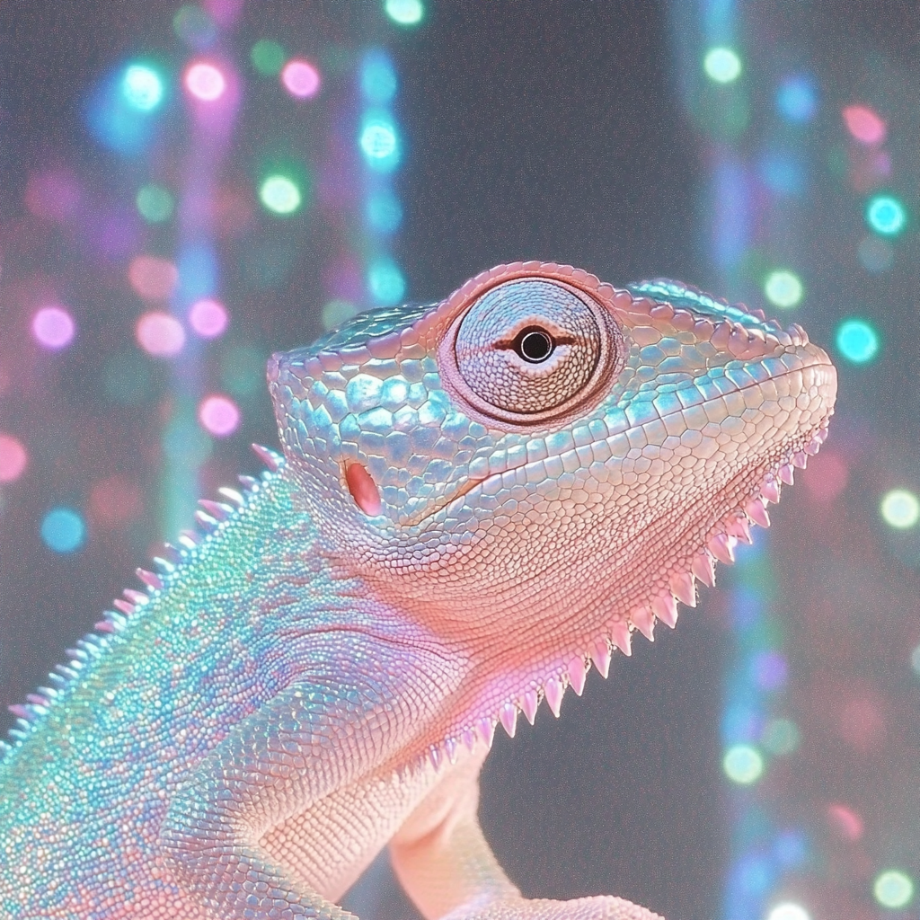 Caméléon cyberpunk au néon