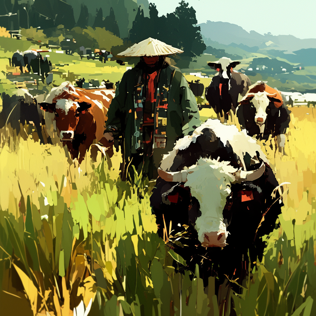 Boy Herding Cattle