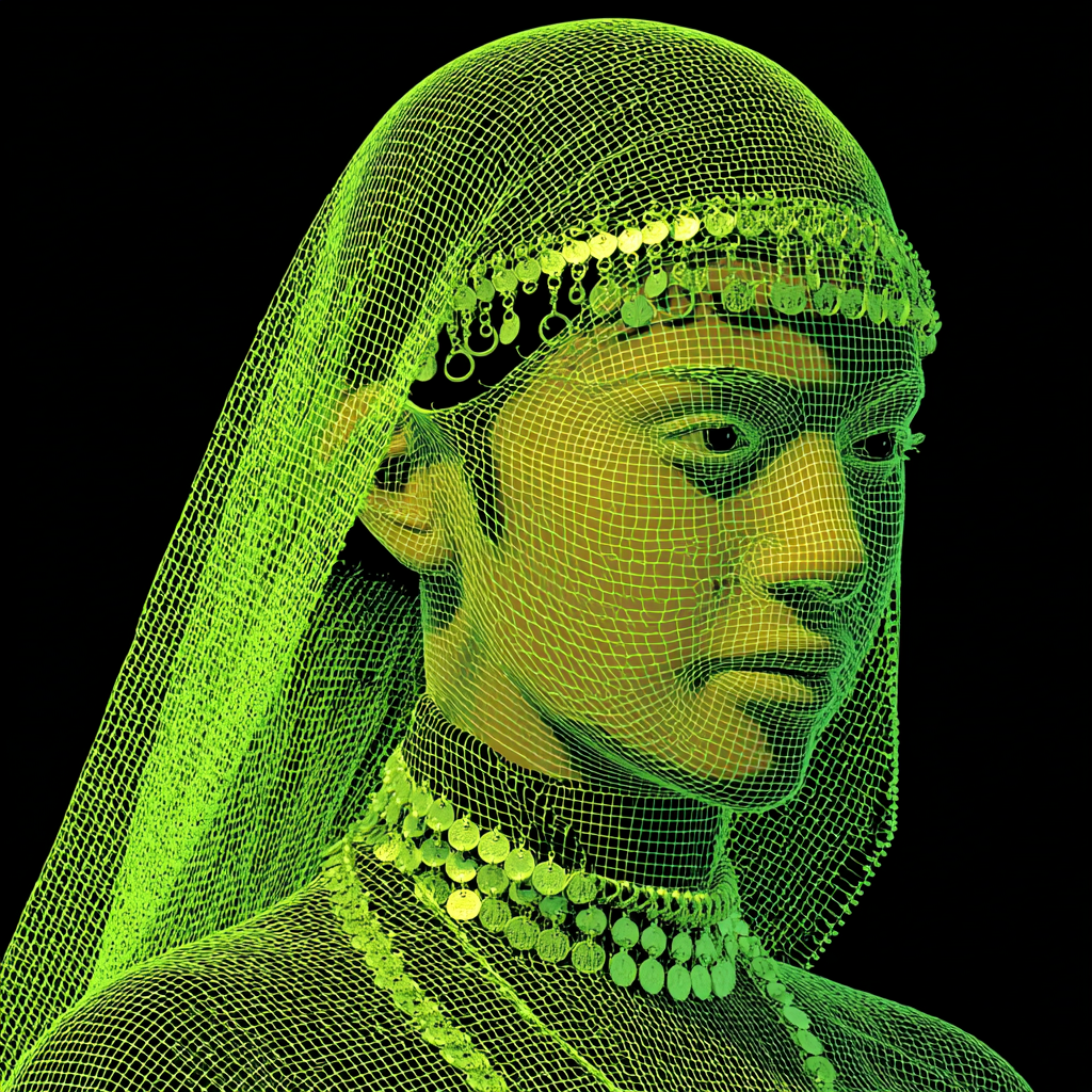 Égyptienne voilée aux bijoux dorés