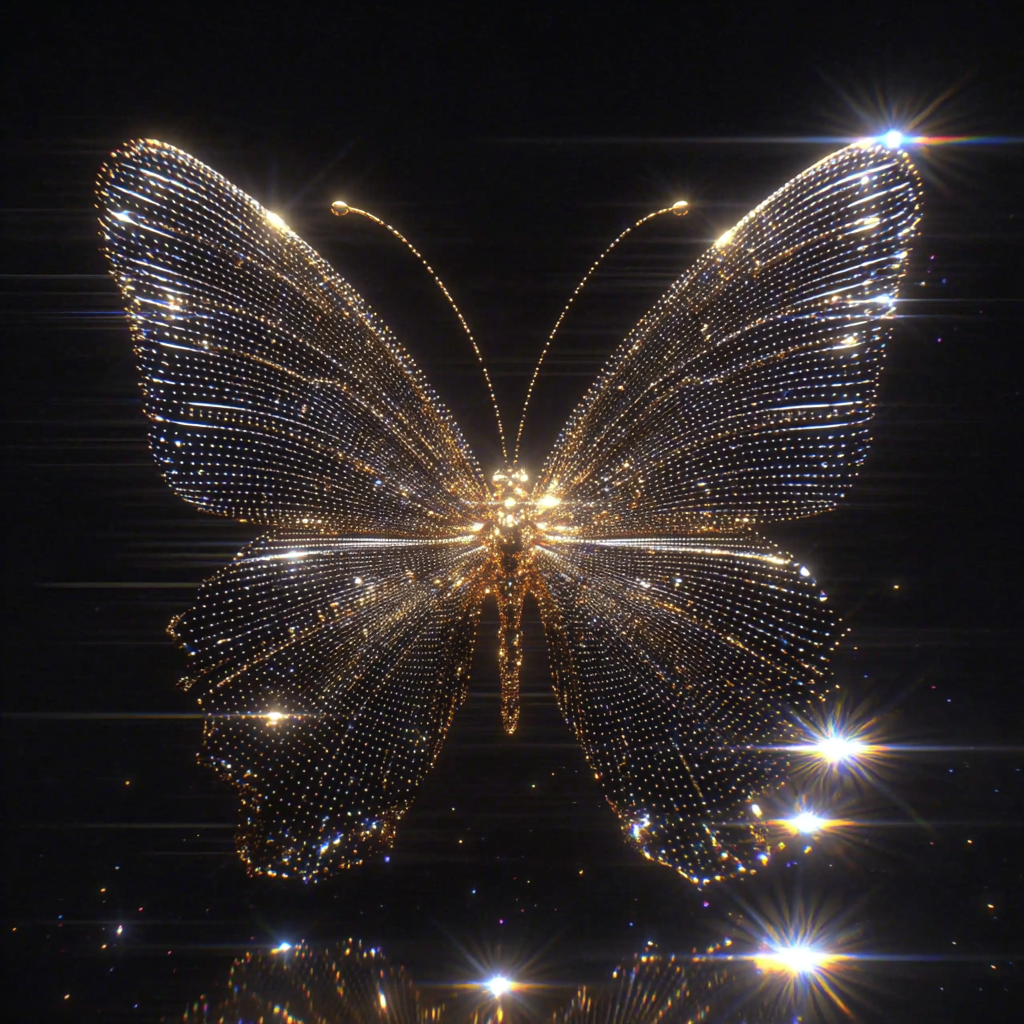 Prismatic Chrome Butterfly in Deep Space