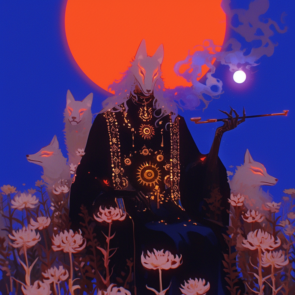 Fox Mystic Beneath the Crimson Sun