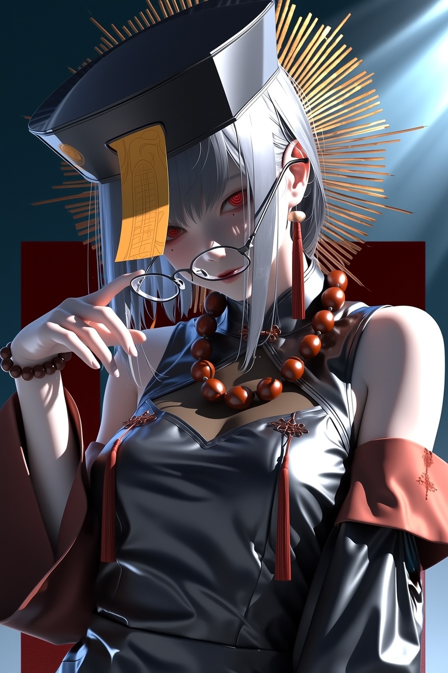 Jiangshi Makima with an Art Deco Halo