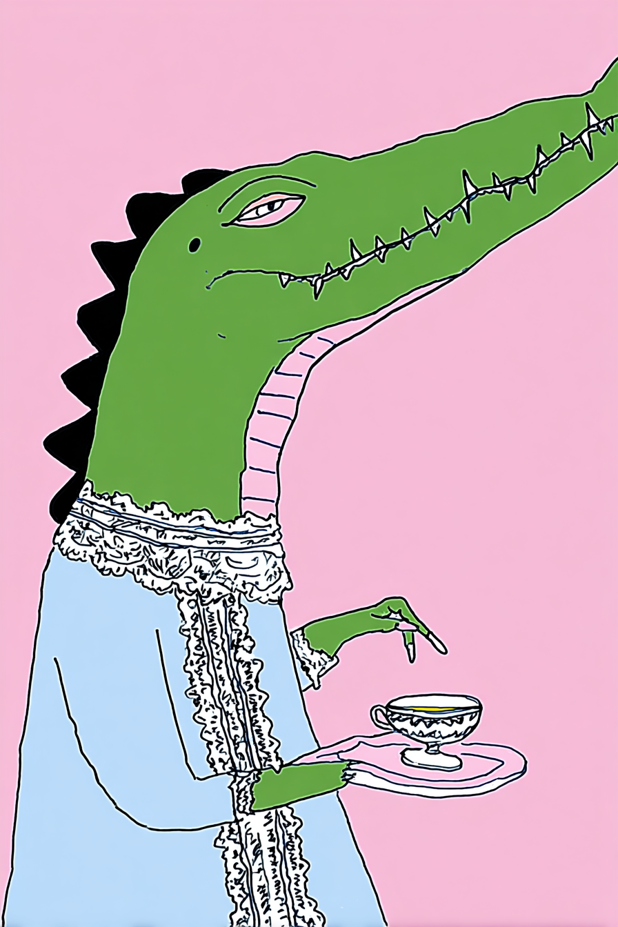 Victorian Crocodile at Tea
