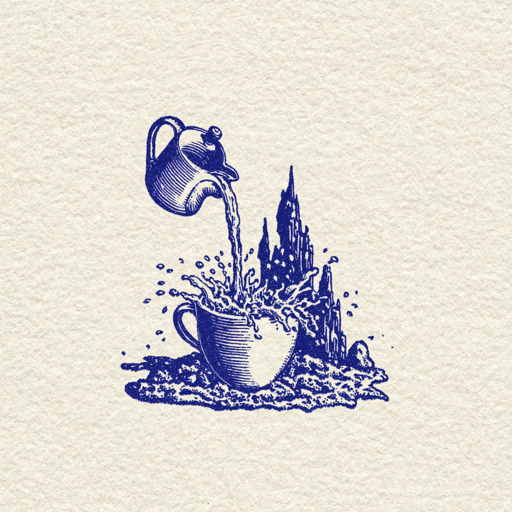 Gothic City in a Pour of Coffee