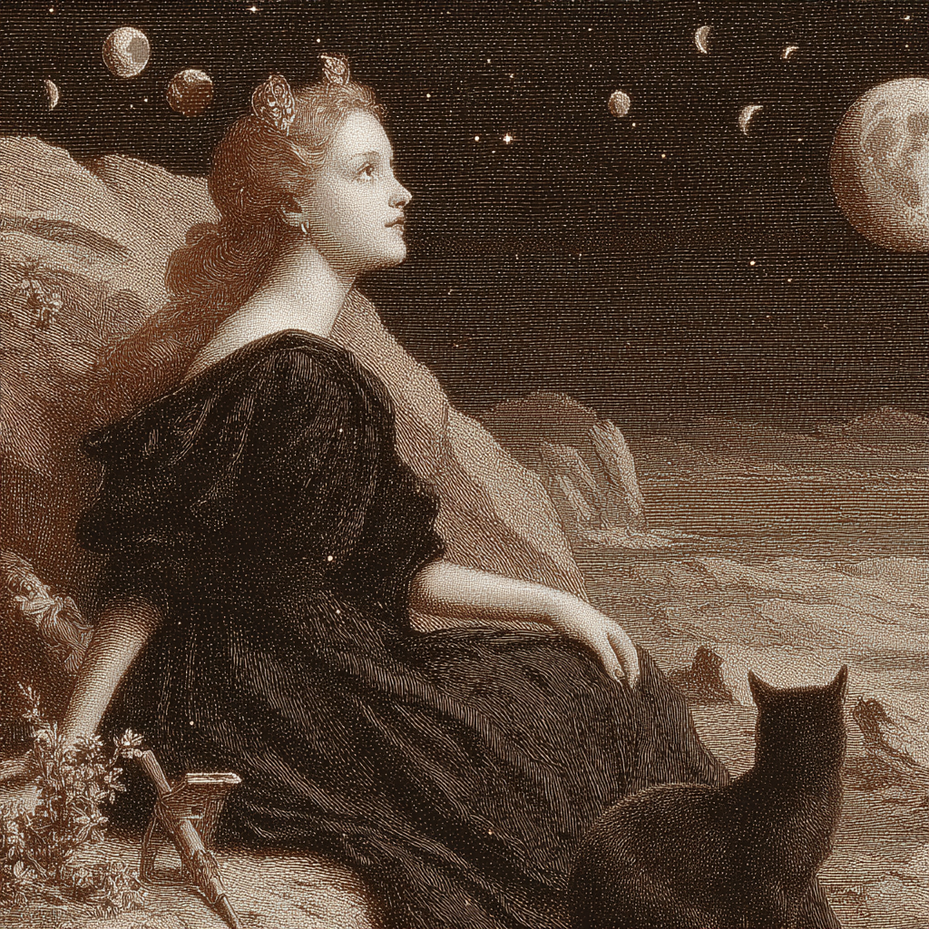 Red-Haired Witch beneath the Moon Phases