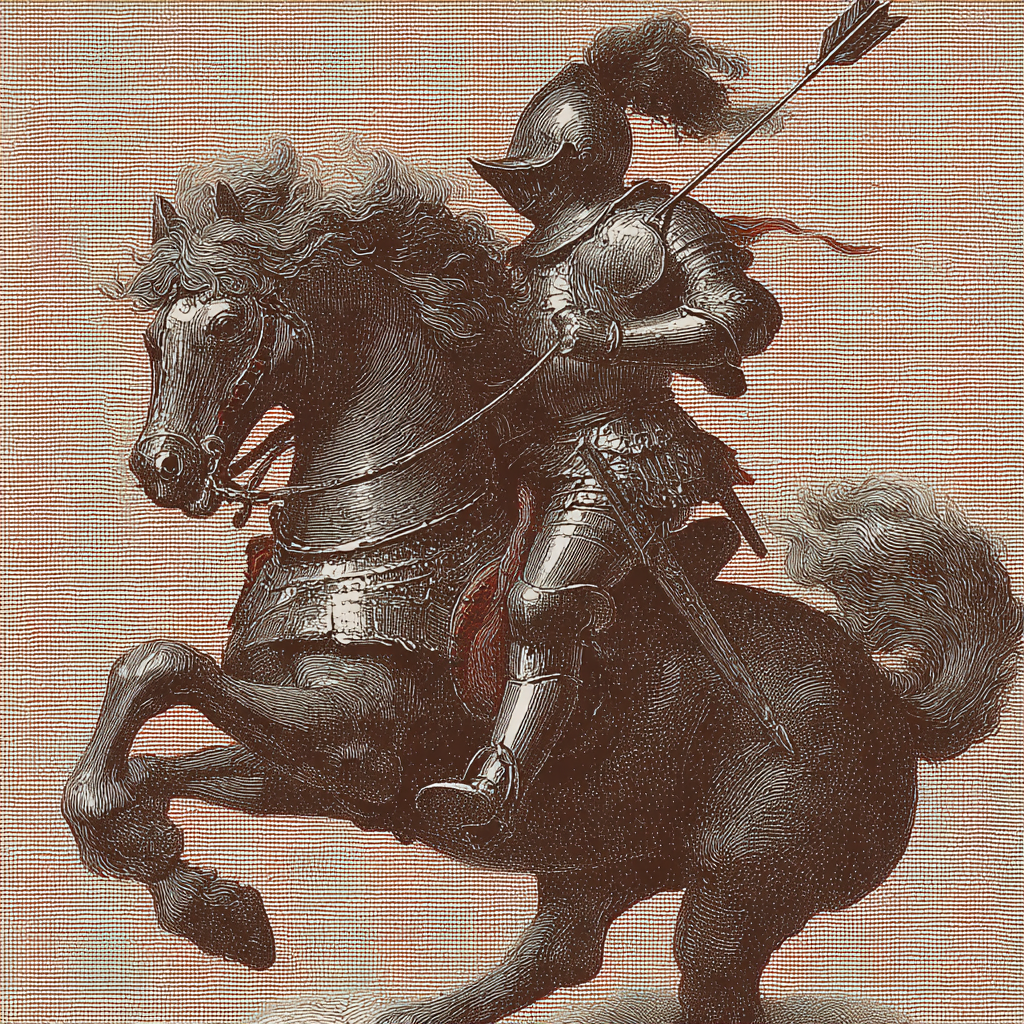 Mounted Archer in Medieval Brass Rubbing