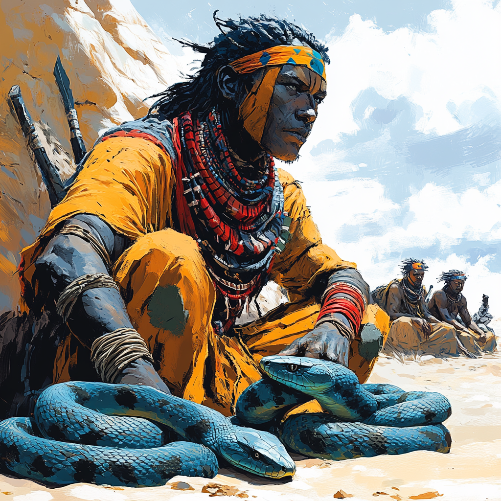 Zulu Warriors and Serpents in the Desert