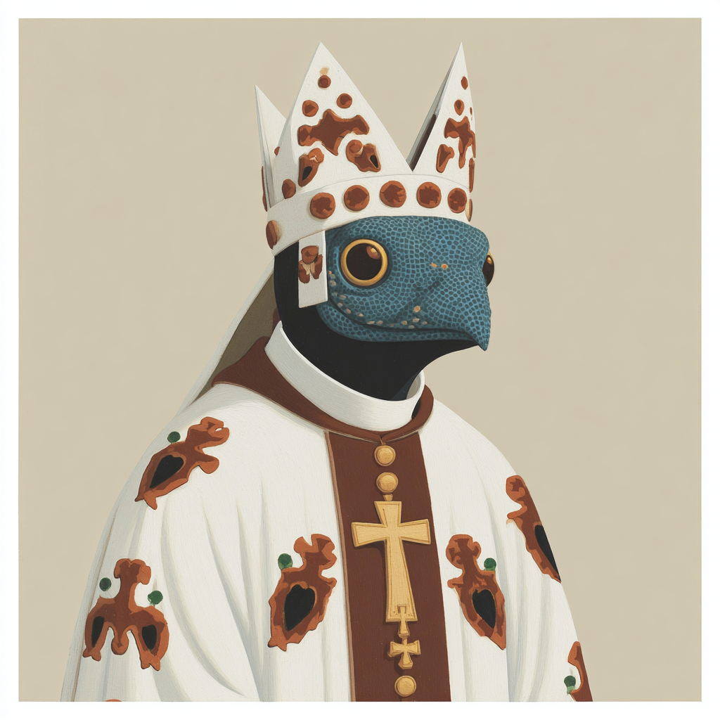 Alien Pope in Traditional Tattoo Style