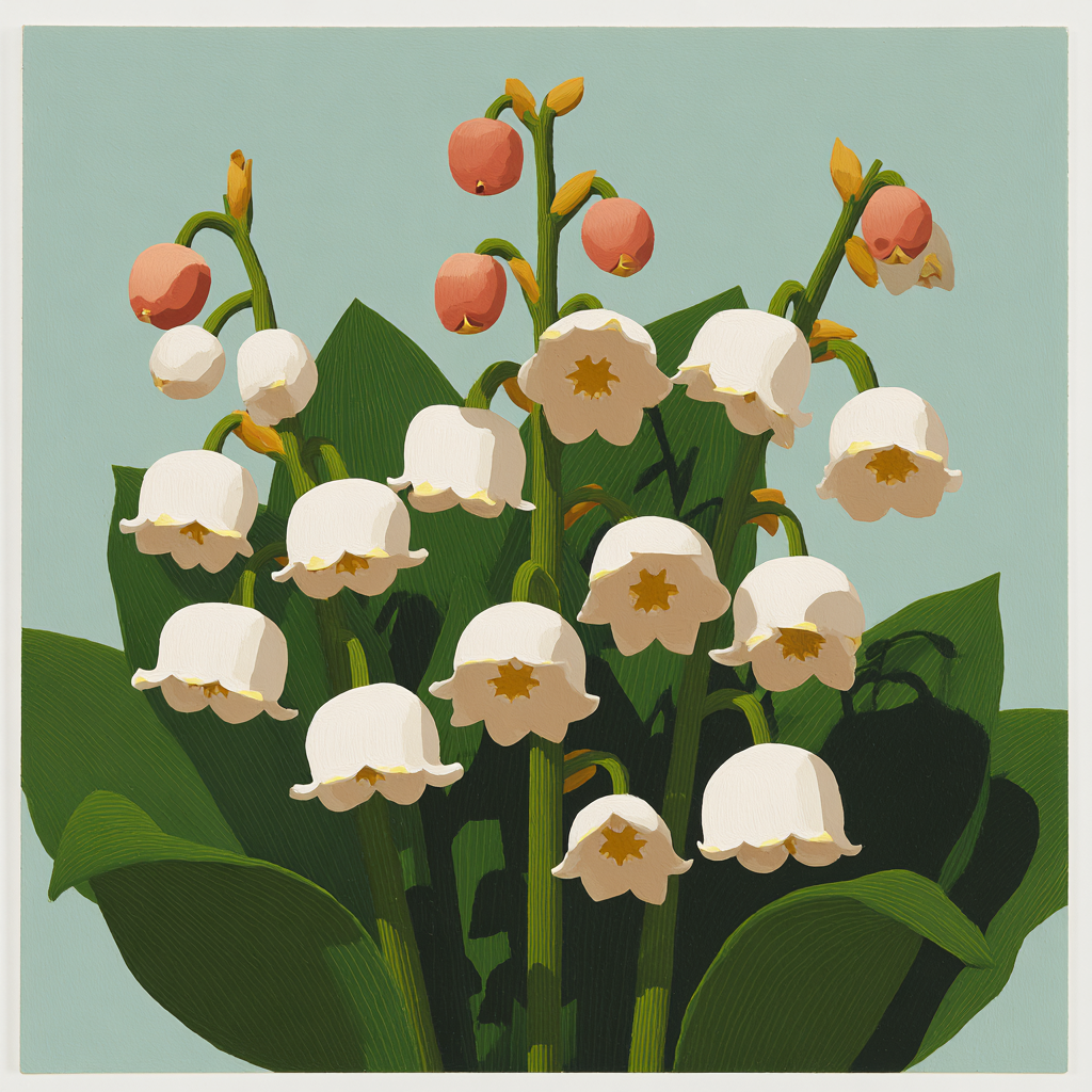 Retro Lily of the Valley on Mint Green