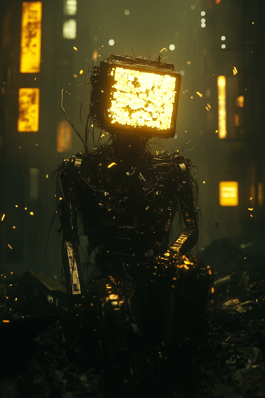 Broken Android in a Cyberpunk Junkyard