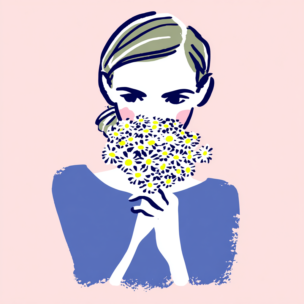 Woman Veiled by White Daisies