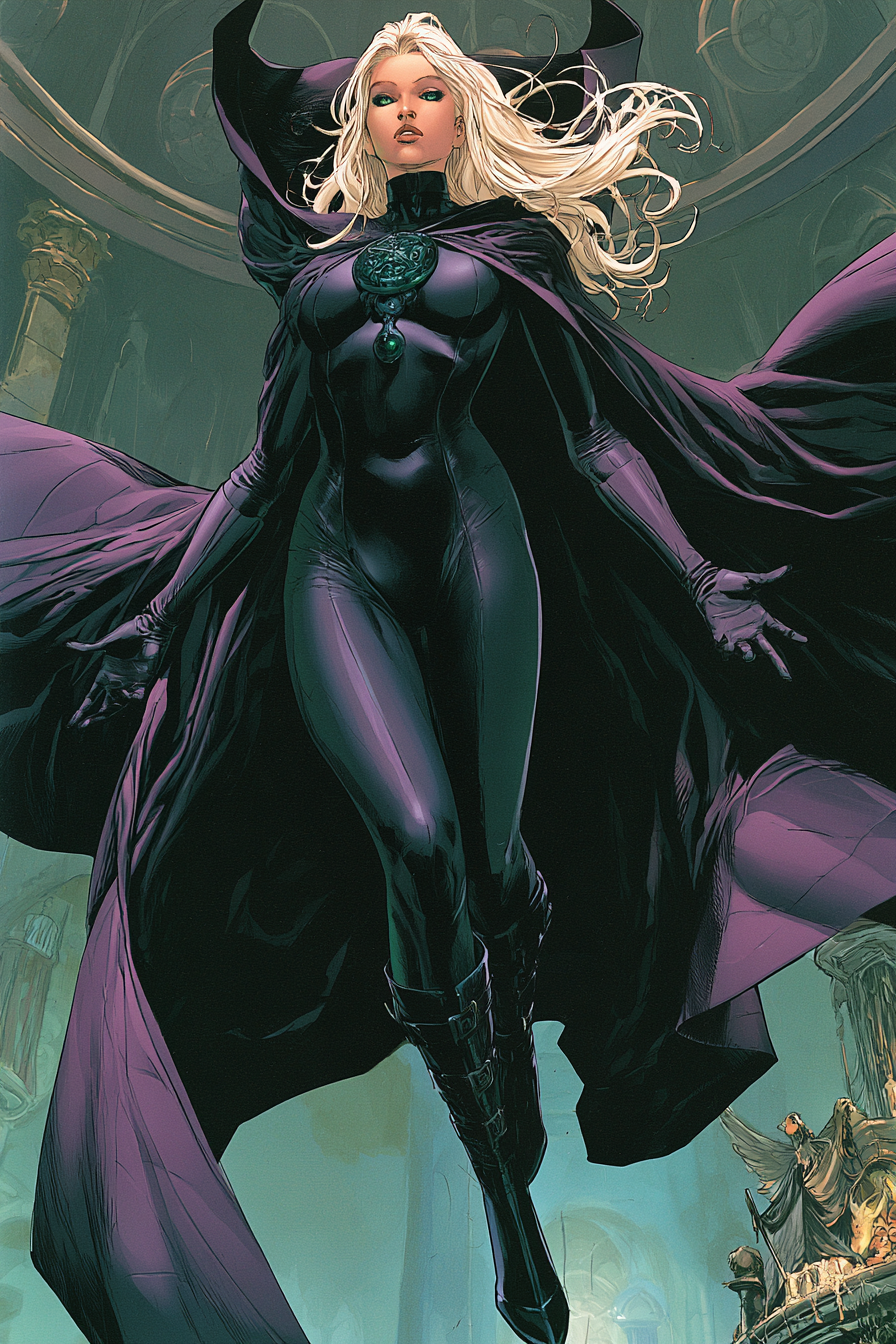 Levitating Superhero in Heavy-Ink Arcane Chamber